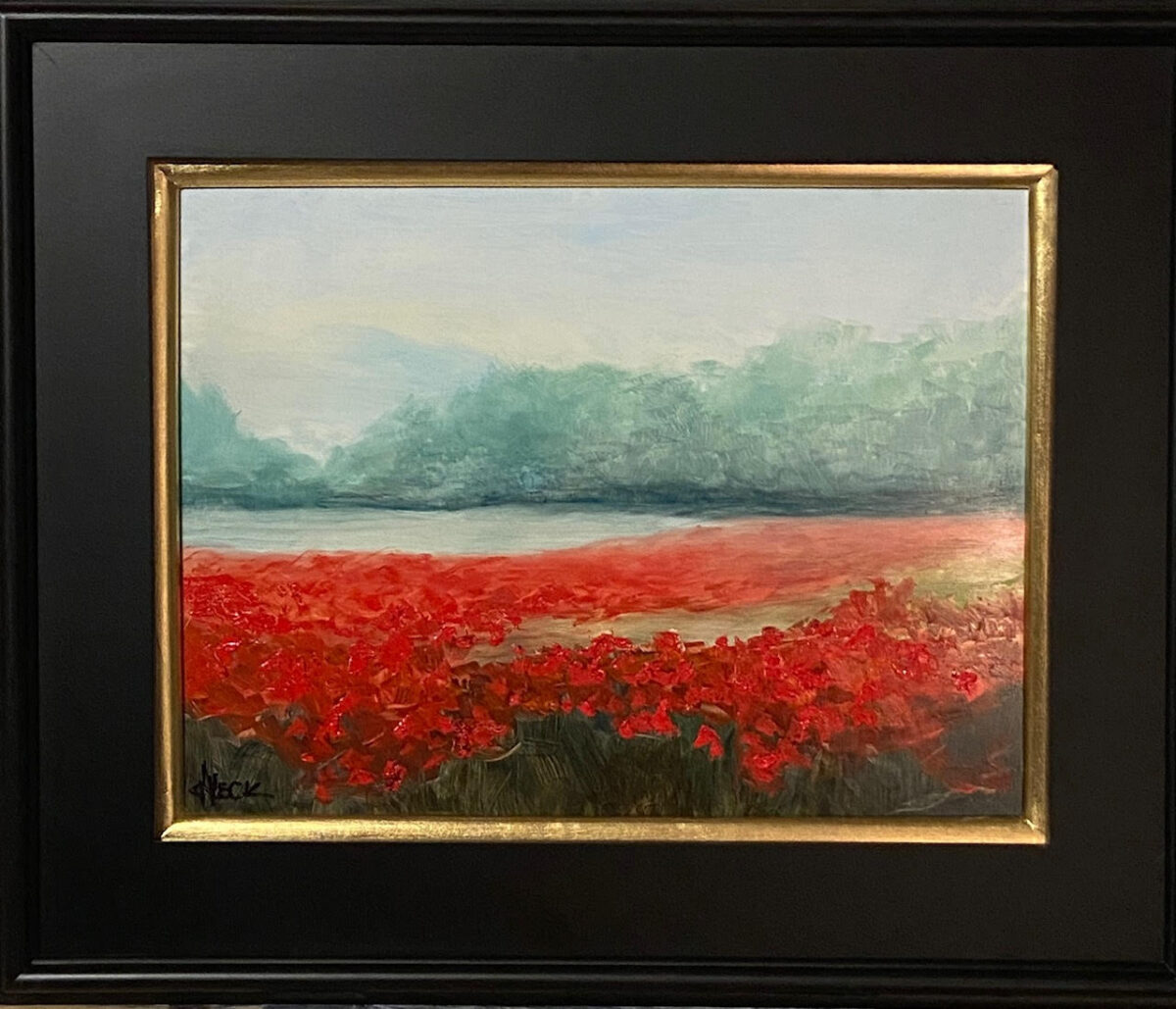 213 - Poppies in the Mist - 12 x 16 - Landscape - $425