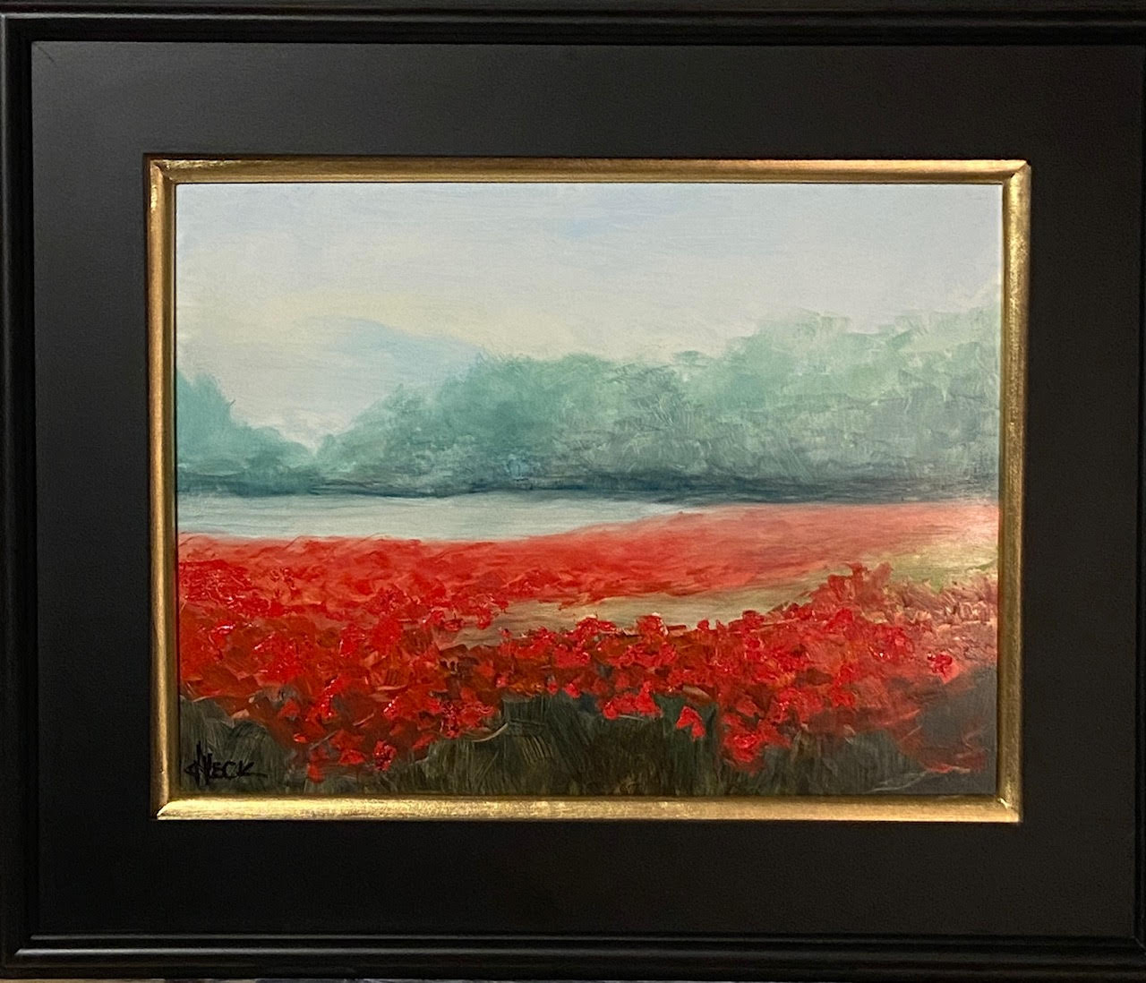213 - Poppies in the Mist - 12 x 16 - Landscape - $475