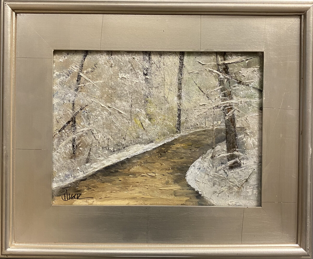 237 - Road in a Frosted Woods - 9x12 - Landscape - $225