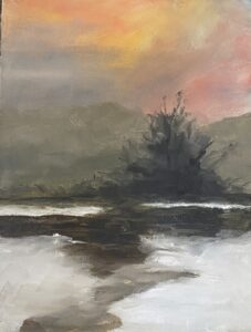 270 - Winter Sunset - 9x12 - Landscape - $275