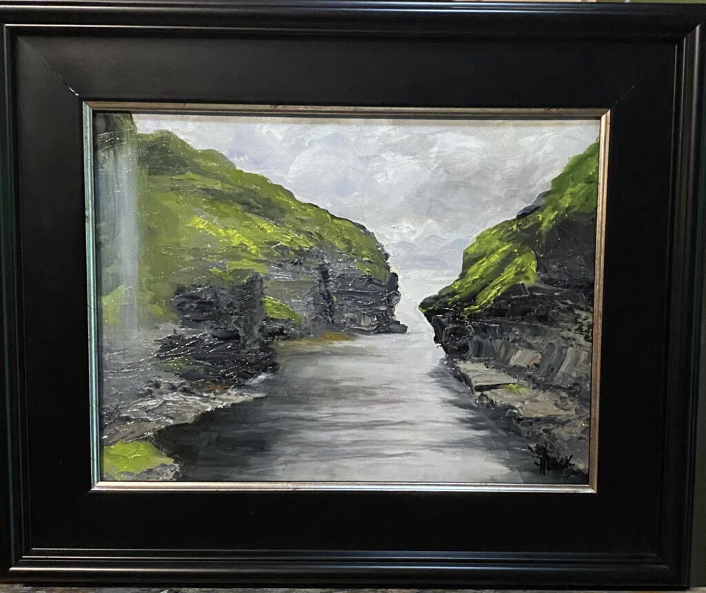 284 - Faroe Island Waterfall - 9x12 - Landscape - $375