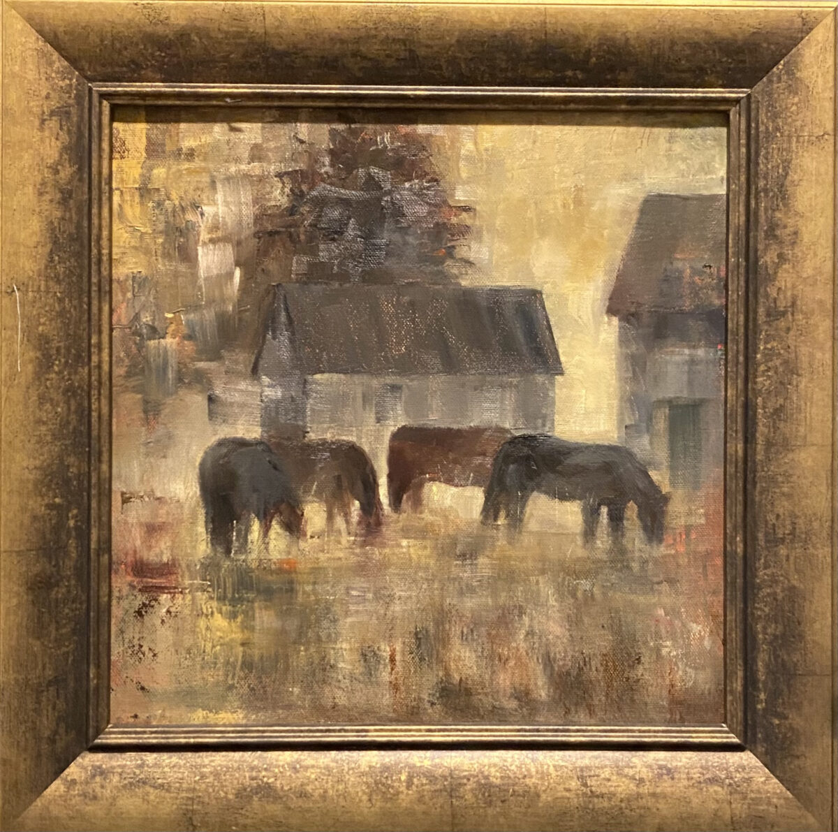 289 - Horses in Sunset - 12x12 - Landscape - $475