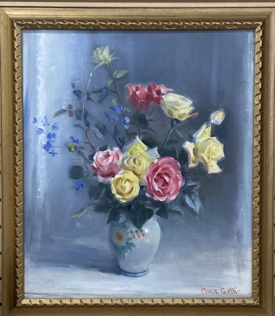 179 - Roses in Blue after Marie Goth - 11 x 14 - Still Life - $225
