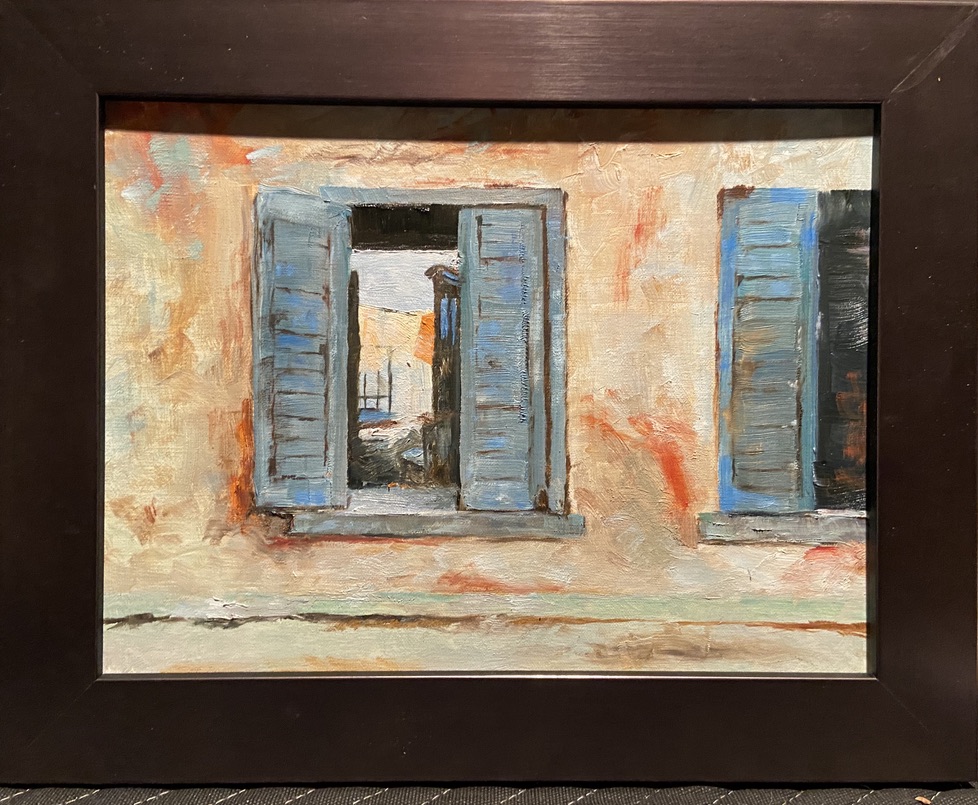181 - Through the Open Window after S. Bongart - 9 x 12 - Still Life - $350