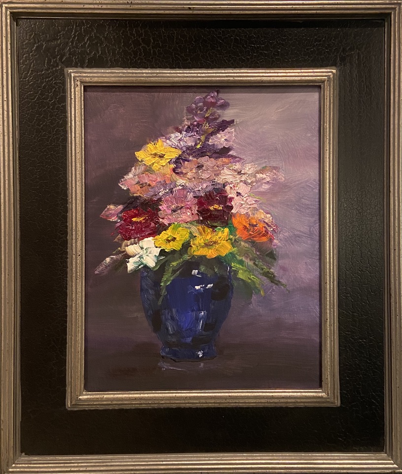 189 - Market Bouquet in Blue Vase - 2 - 11 x 14 - Still Life - $300